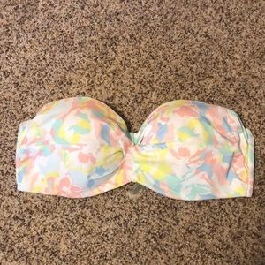 Used Victoria’s Secret Swim top strapless/halter 38D pastel multi flower print.